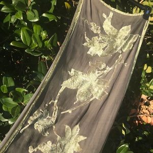 Anne Klein scarf 48 inch flocked olive greenery